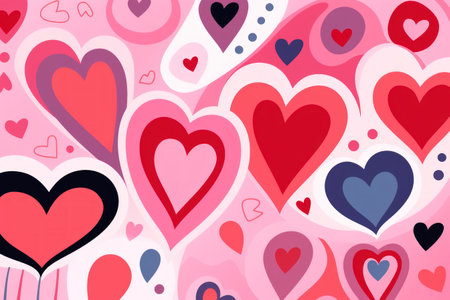 Groovy lovely backgrounds Happy Valentines day greeting card.の素材