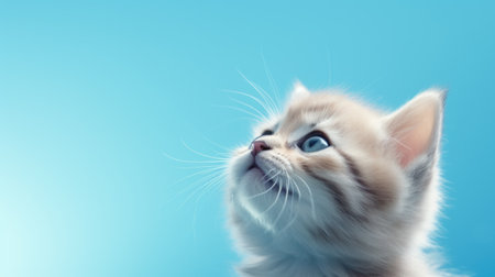 A protrait of cute cat on color background.の素材