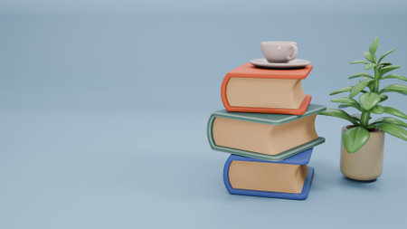 3d render of books on floor Book day concept.の写真素材