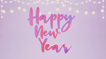 3D Mery Christmas and Happy New Year calligraphy greeting card background.の写真素材