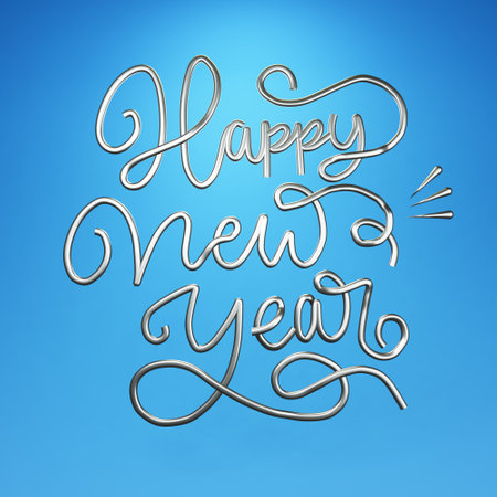 3D Mery Christmas and Happy New Year calligraphy greeting card background.の写真素材