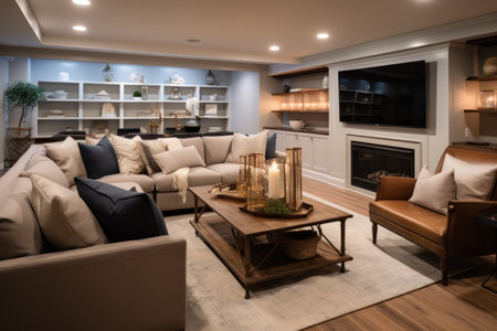 Beautiful modern interior design of living room background.の素材