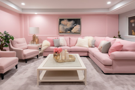 Beautiful modern interior design of living room background.の素材