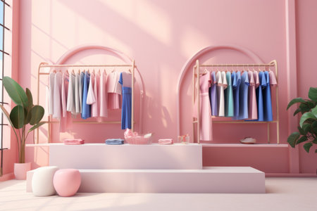 3d render shopping online cloths and gift with laptop.の素材