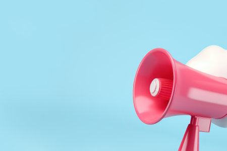 3d render megaphone with Speech bubble copy space.の素材