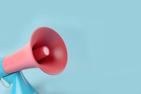 3d render megaphone with Speech bubble copy space.の素材