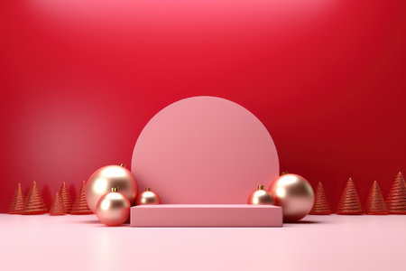 3d render podium for display product christmas and new year theme background.の素材