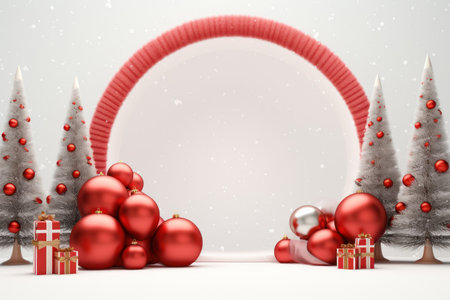 3d render podium for display product christmas and new year theme background.の素材