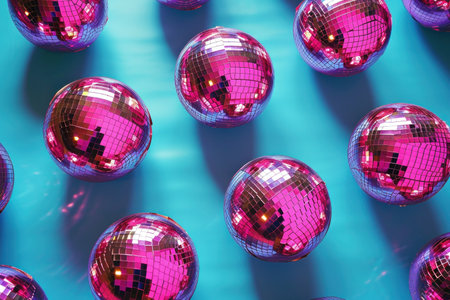 Abstract pink disco ball pattern over background.の素材