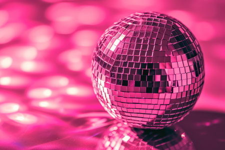 Abstract pink disco ball pattern over background.の素材
