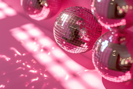 Abstract pink disco ball pattern over background.の素材