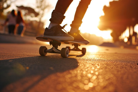 Close up kateboarder in action motion extreme sports concept.の素材