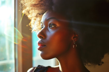 Protrait of Beautiful smile happy young African woman.の素材
