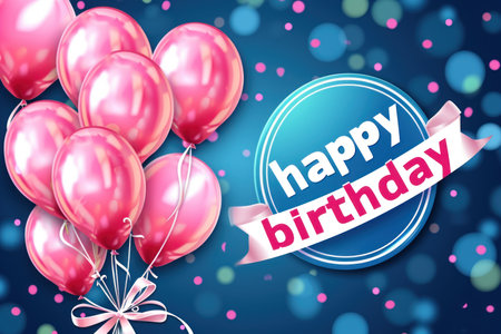 Pink balloons frame with copy space for text. Happy birtday anniversary celebration concept.の素材
