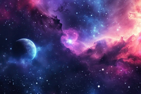 Colorful graphics for background night sky universe and galaxy.の素材
