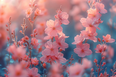 A serene and calming photograph capturing a minimalist floral background.の素材