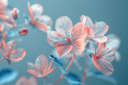 A serene and calming photograph capturing a minimalist floral background.の素材