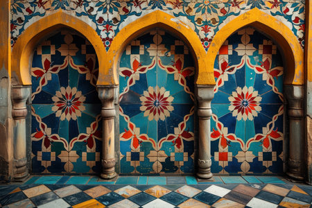 Pattern background inspired by the intricate mosaics found in Islamic architecture.の素材