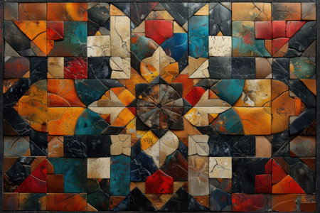 Pattern background inspired by the intricate mosaics found in Islamic architecture.の素材