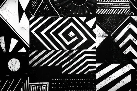 Black History Month concept featuring a geometric composition with bold shapes and patterns.の素材