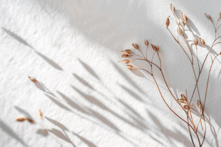 Dried flax or fluffy boho dried flowers, natural brown texture on a white background.の素材