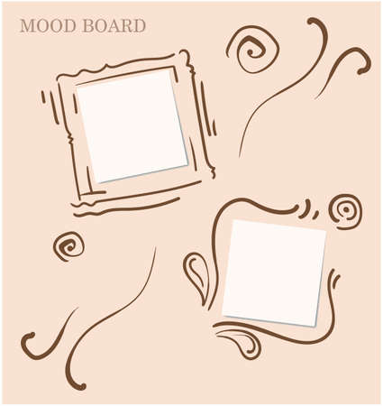 Elaborate calligraphic and floral motives light pink color mood board templateのイラスト素材