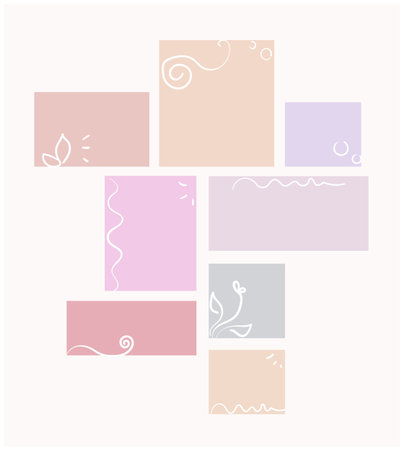 Floral calligraphy elements, rectangle shape pastel color mood board template or photo frameのイラスト素材