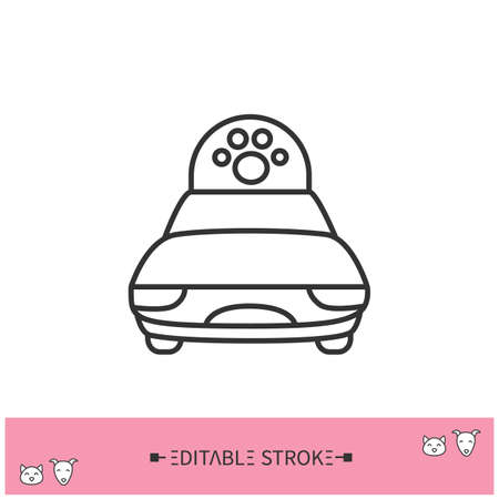 Pet taxi line icon. Editable illustrationのイラスト素材