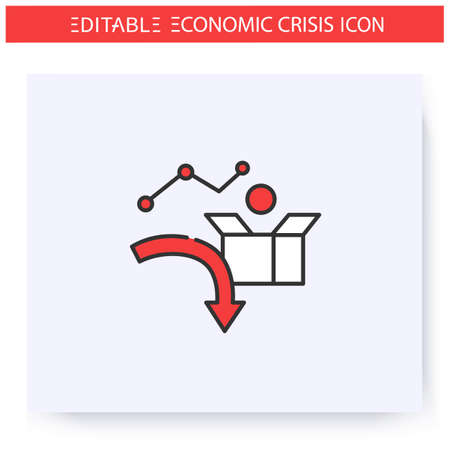 Lower GDP line icon. Editable illustrationのイラスト素材