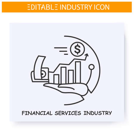 Financial services industry line icon. Editableのイラスト素材