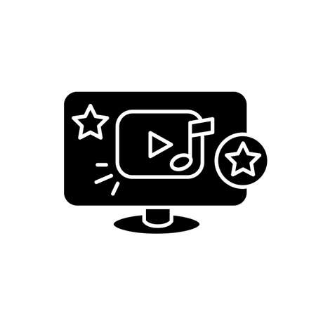 Music video glyph icon. Silhouette illustrationのイラスト素材