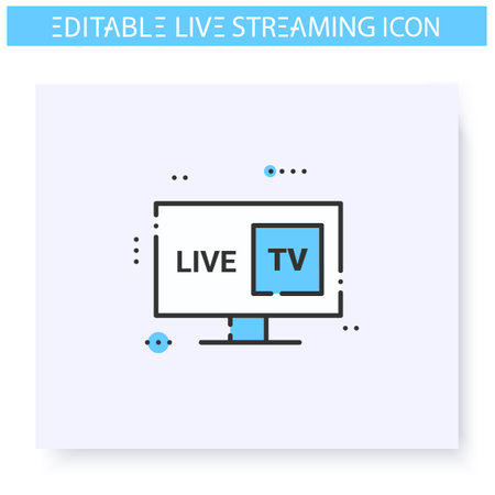 Streaming television line icon. Editableのイラスト素材