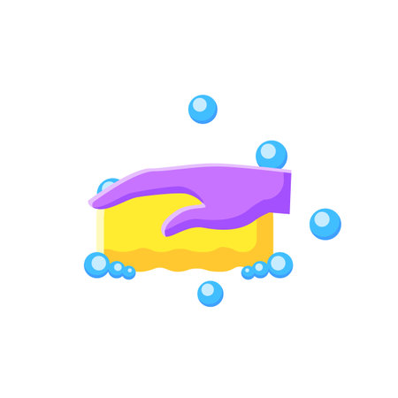 Sponge foaming flat icon. Color illustrationのイラスト素材