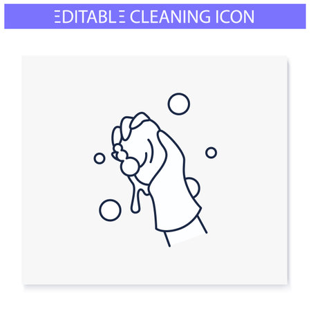 Wet cleaning line icon. Editable illustrationのイラスト素材