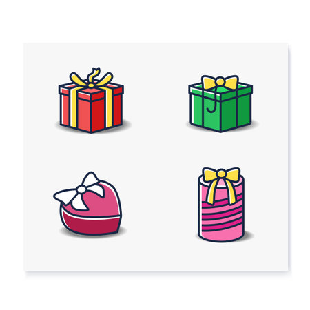 Presents color icons setのイラスト素材