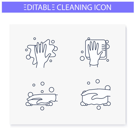 Surface wiping line icons set Editableのイラスト素材