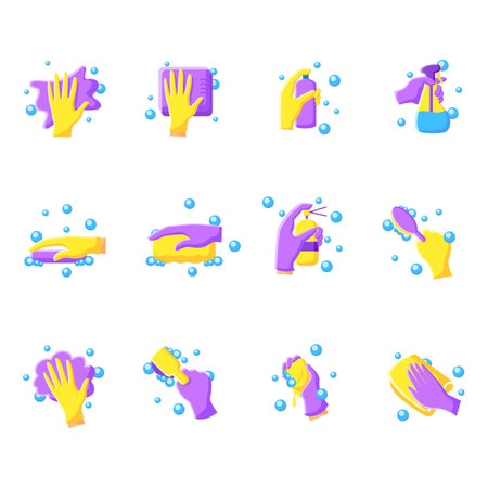 Surface wiping flat icons set. Color illustrationsのイラスト素材