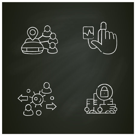 New normal concept chalk icons setのイラスト素材