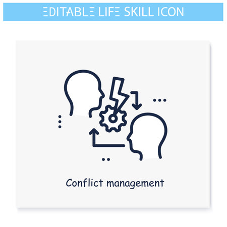 Conflict resolution line icon. Editableのイラスト素材