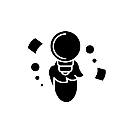 Creative idea glyph icon. Silhouette illustrationのイラスト素材