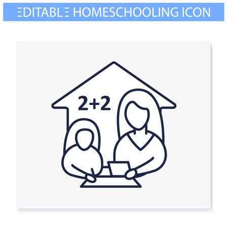 Math lesson line iconのイラスト素材