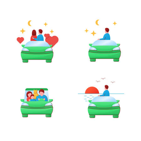 Getaway car flat icons setのイラスト素材