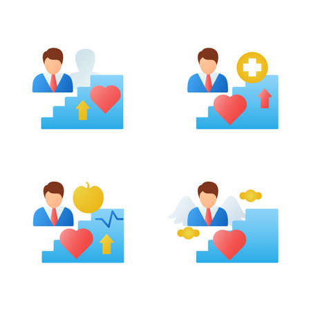 Personal growth flat icons setのイラスト素材
