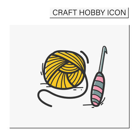 Crochet basics hand drawn color iconのイラスト素材