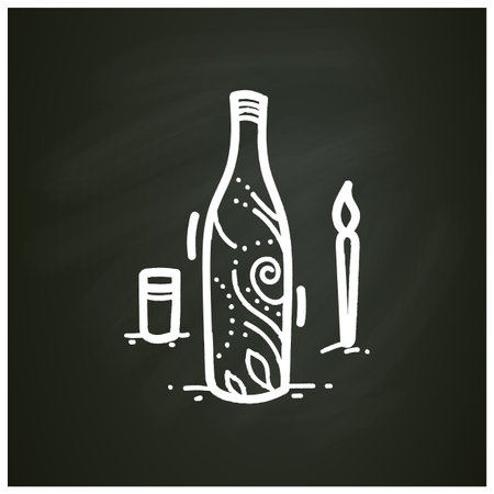 Bottle painting chalk iconのイラスト素材