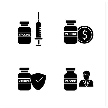 virus vaccine line icons setのイラスト素材