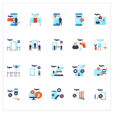 Airport new normal flat icons setのイラスト素材