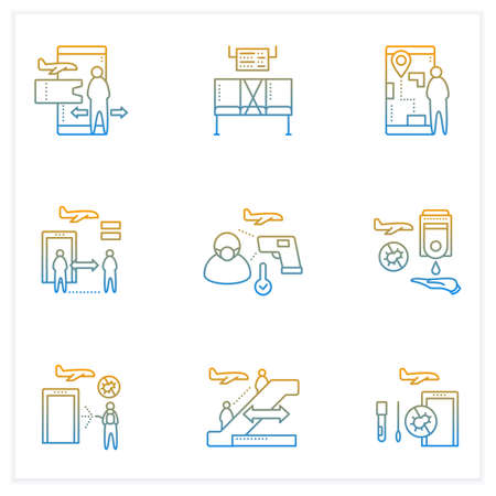 Airport new normal gradient icons setのイラスト素材