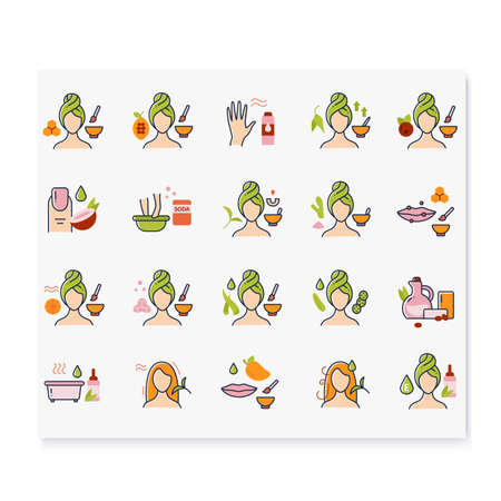 DIY natural skincare color icons setのイラスト素材