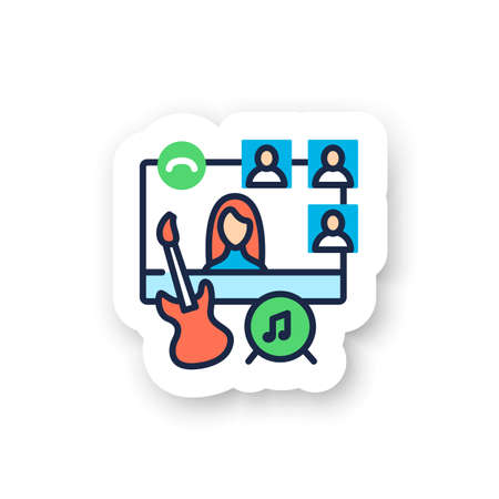 Online music concert color stickerのイラスト素材